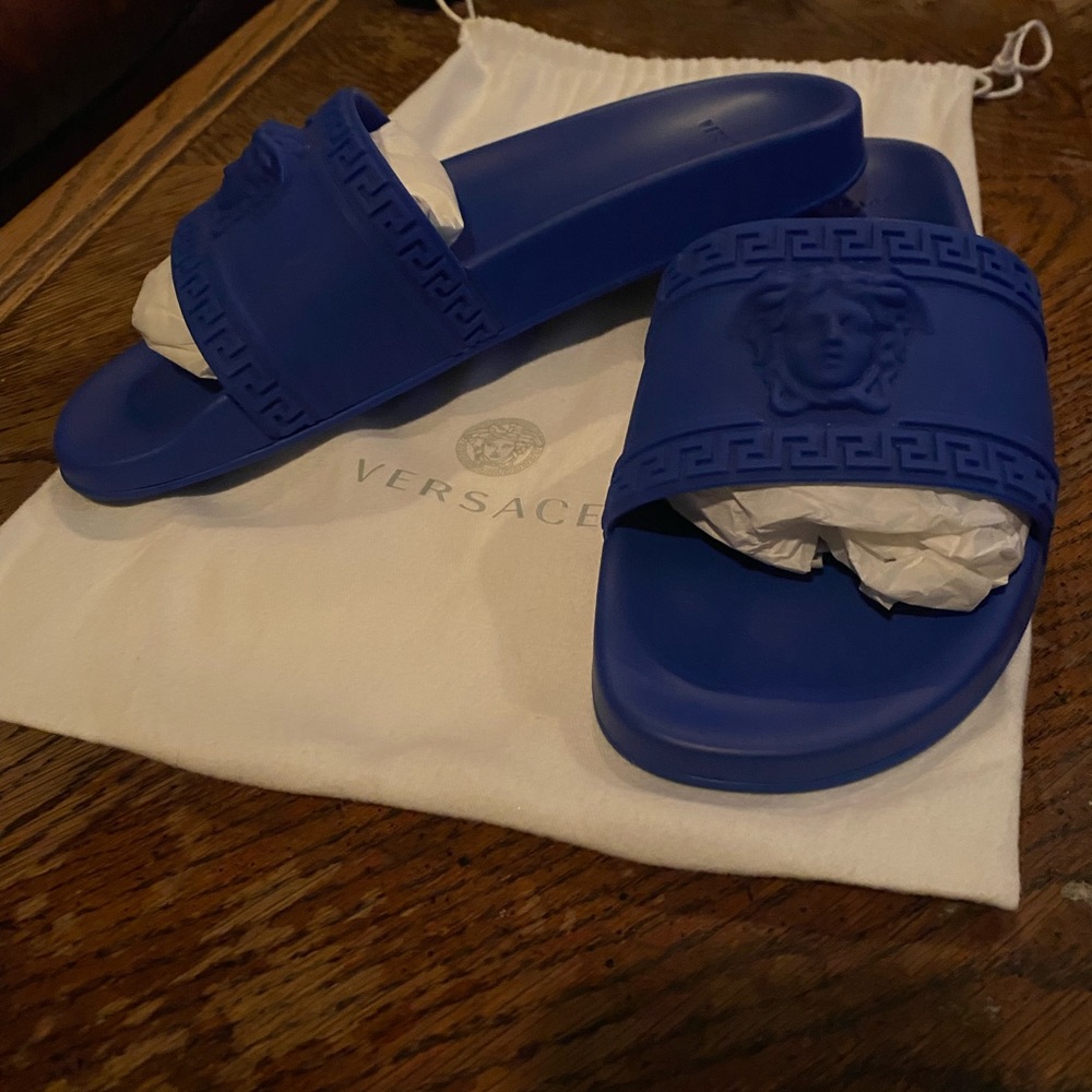 Versace Blue Slides